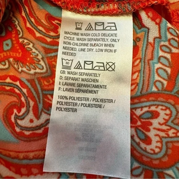 Belle by Kim Gravel Size XXS Paisley Print Bell Sleeve Blouse Top Side Slit NEW - Picture 6 of 15